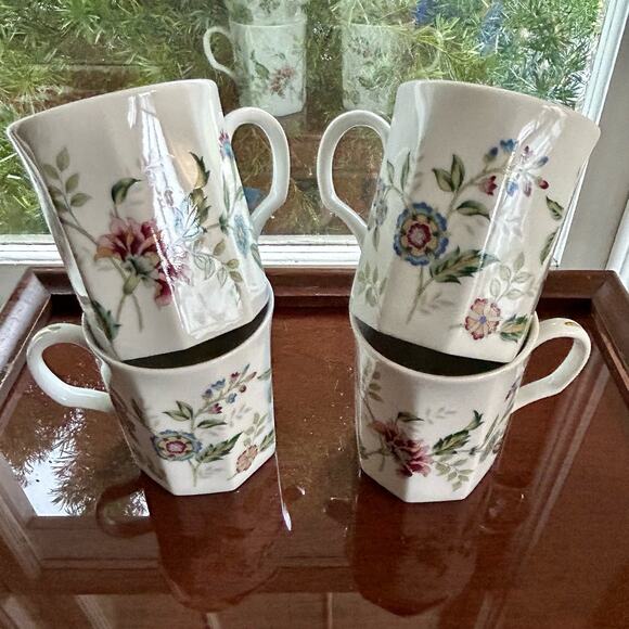 Vintage Sadek Floral Octagon Shape Buckingham Mugs set of 4, Made in Japan - Picture 11 of 11